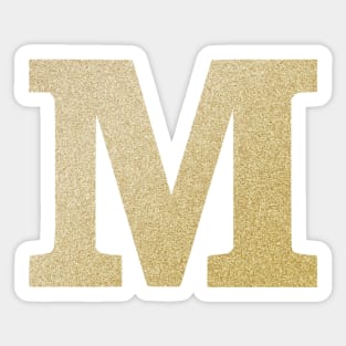 The Letter M Gold Sparkly Design Sticker